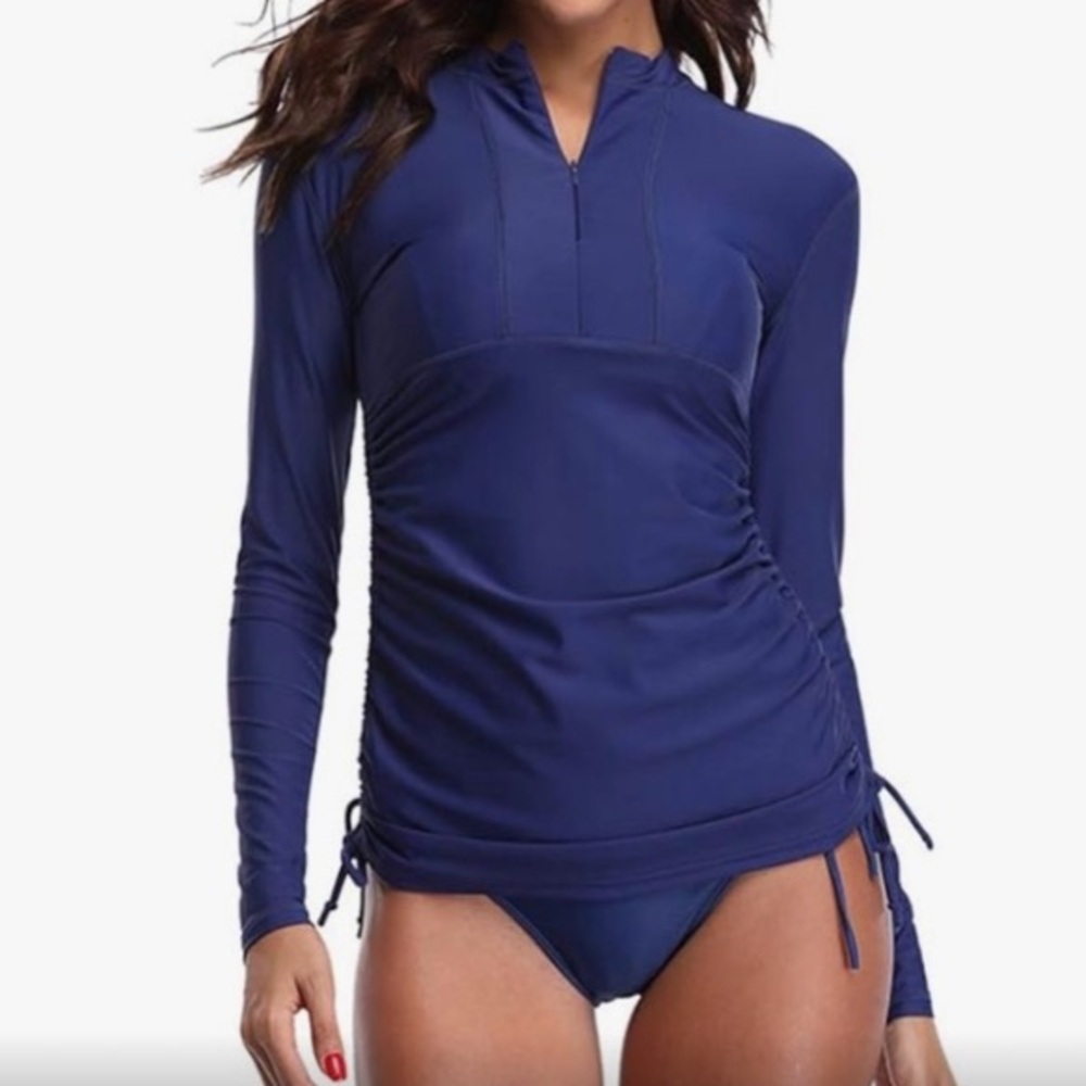 Women’s Navy Long Sleeve Swim Coverup Rash Guard